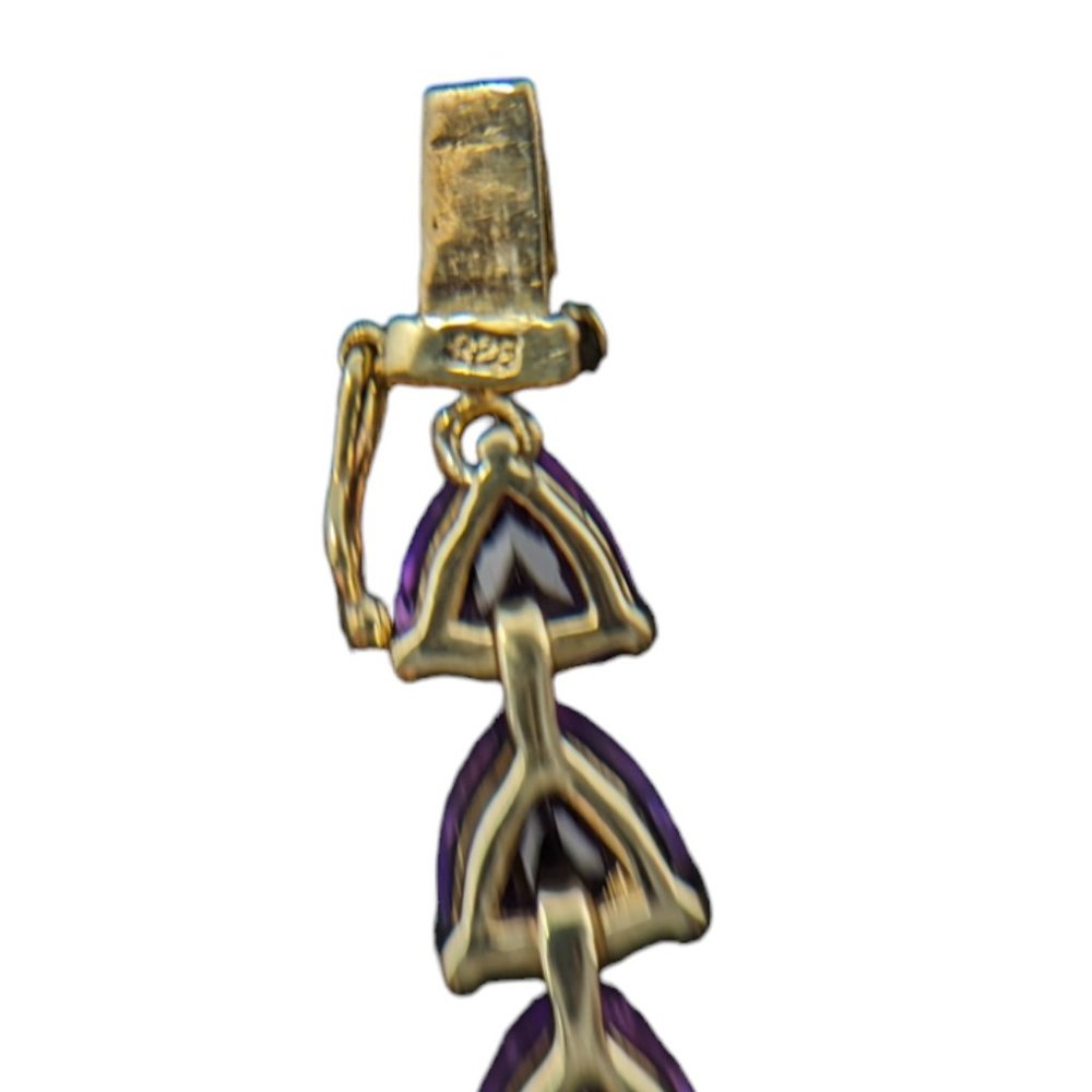 Amethyst Trillion Shaped Tennis Bracelet 18k Over Sterling Silver - Picture 8 of 9